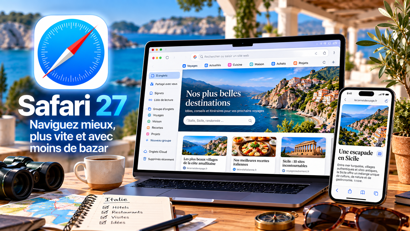 Safari 27 — Naviguez mieux, plus vite et avec moins de bazar
